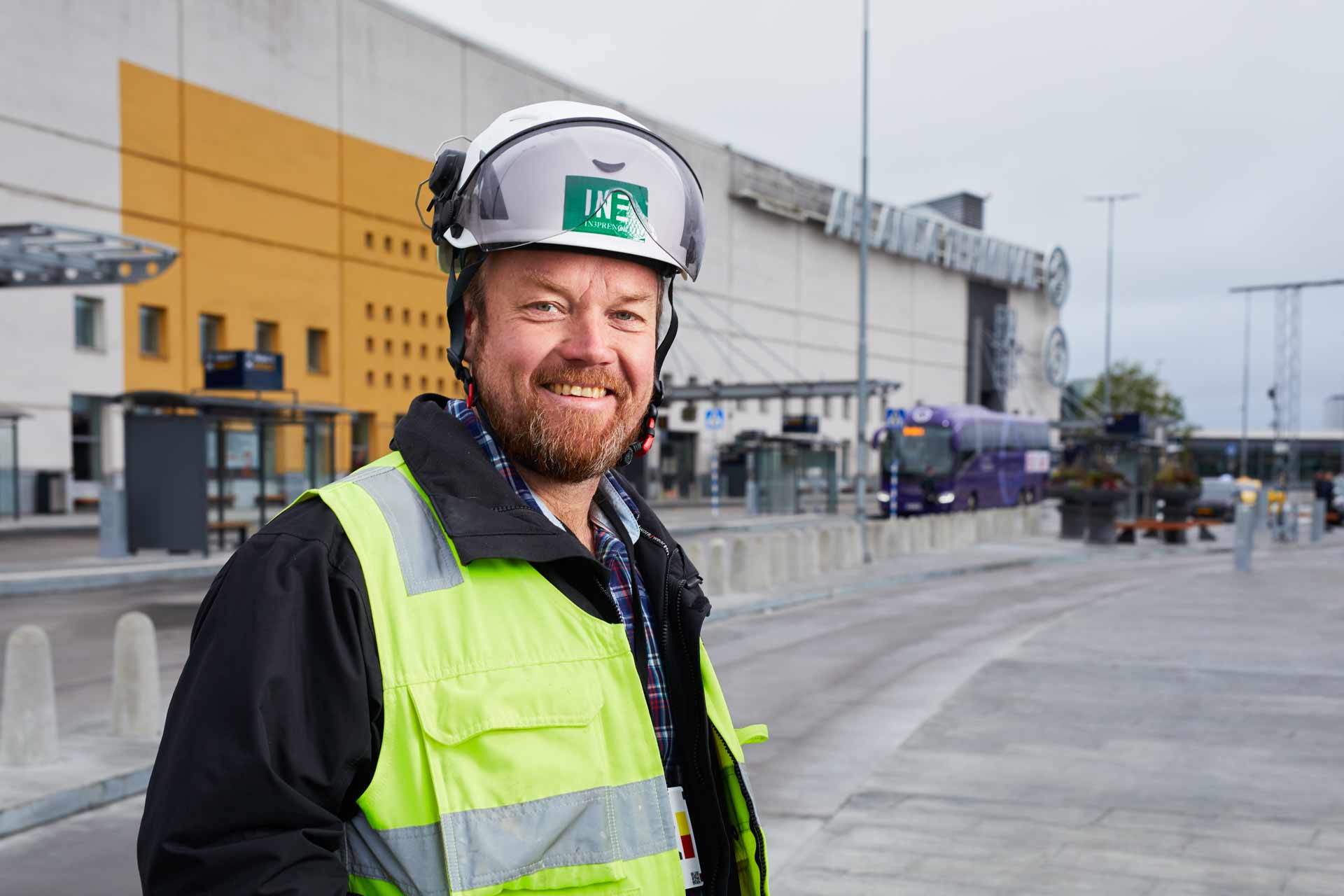 Porträtt av Benny Statin, IN3prenör, på byggarbetsplats vid Swedavia/Arlanda ombyggnation. Foto Martin Ekwall.