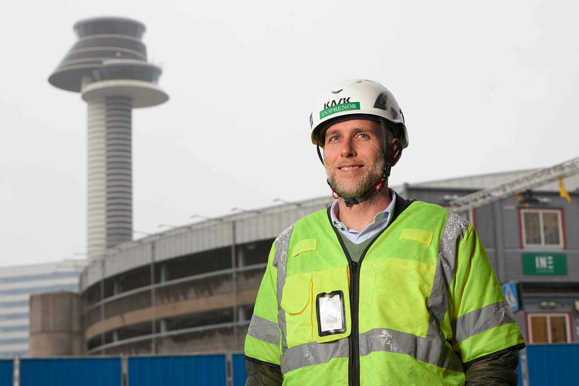 Porträtt av vd Anders Bysell, IN3prenör, på byggarbetsplats vid ombyggnation i Arlanda. Foto Martin Ekwall.